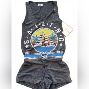 NWT LAUREN MOSHI SLEEVELESS SAILING NAUTICAL SHORTS TANK ROMPER SIZE XS $185